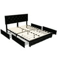 thumbnail image 2 of Costway Full Upholstered Platform Bed w/ 4 Drawers PU Leather Button Tufted Headboard, 2 of 9