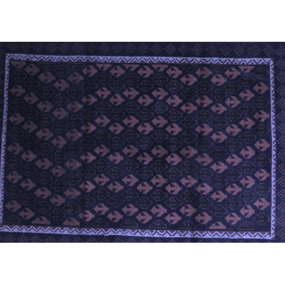 Ahgly Company Machine Washable Indoor Rectangle Southwestern Blue Country Area Rugs, 7' x 10'