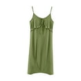 thumbnail image 3 of Swuxness Women's Casual Suspenders Nightdress, Women's Nightgowns, Women's Tank Solid Color Loose Comfortable Soft Breathable Spaghetti Strap Long Nightgowns Green, XL, 3 of 4