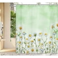 thumbnail image 2 of Daisy Shower Curtain, Floral Daisy Fabric Bathroom Curtains, Rustic Farmhouse Boho Shower Curtain Set, White Daisy Bathroom Shower Curtain with 12PCS Hooks, 70X75IN（Green）, 2 of 3
