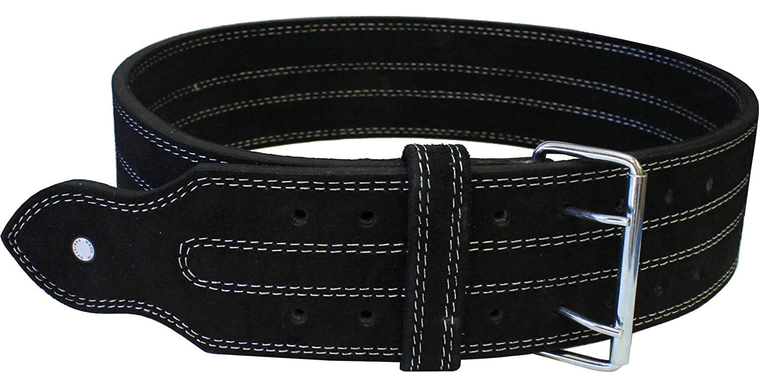 Leather Power Weight Lifting Belt 4" Black (Large)