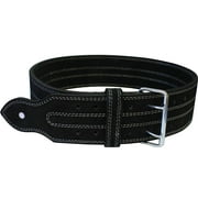 Leather Power Weight Lifting Belt- 4" Black (Large)