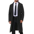 thumbnail image 4 of Abrigo de invierno Inspire Chic para hombres, abrigo de trench de solapa muesca de un solo botón, negro - Nuevo, 4 of 6