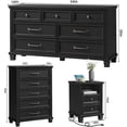 thumbnail image 2 of Joaxswe Classic 4-Piece Adult Farmhouse Engineered Wood Bedroom Furniture Set Black, 2 of 9