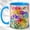 Blue, variant on Rainbow Flower Coffee Mug, Gemstone Style Mug, Ceramic 11 oz