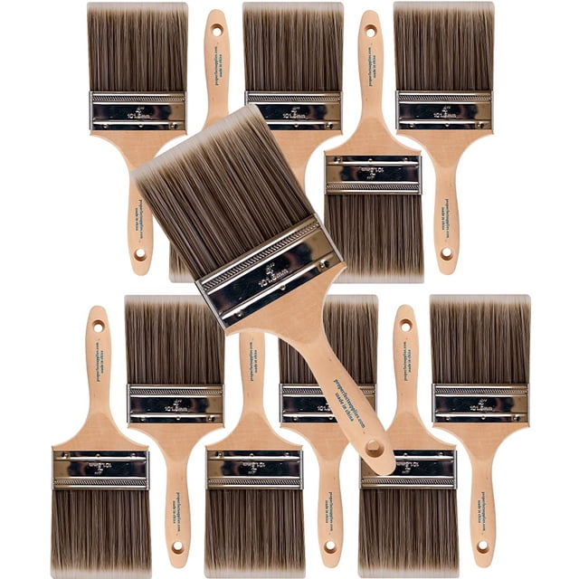 Set de Brochas Planas Profesionales de 4 pulgadas - Paquete de 12