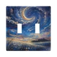 thumbnail image 2 of Haosy Light Switch Cover Plate 3 Gang Electrical Outlet Covers Flower Sea Starry Sky Decorate Wall Plate 4.56”x4.48”, 2 of 8