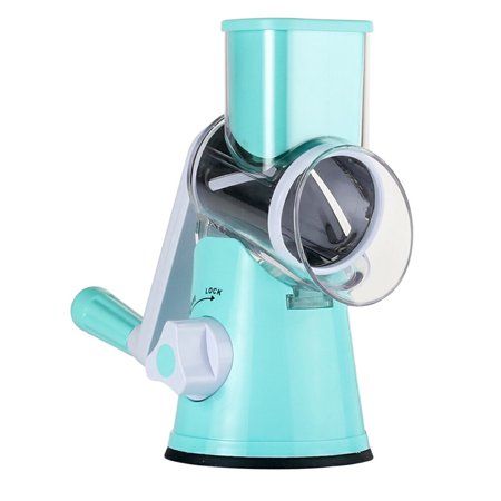 

Tri-Blade Spiralizer Vegetable Slicer Manual Hand Safe Vegetables Chopper with 3 Interchangeable Round Stainless Steel Rotary Blades (Blue)