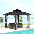 thumbnail image 2 of Outsunny Pavillon à Toit Rigide 10 Pieds x 10 Pieds Pavillon Extérieur en Aluminium, Gris Pâle, 2 of 10