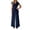 Navy, variant on Womens Summer 2 Piece Outfits Casual Blazer Collar Short Sleeve Lace Up Shirt and Wide Leg Pants Sets Dressy Business Matching Suit Sets