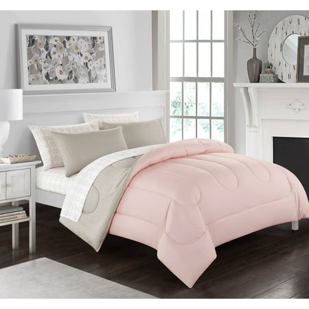 Casa 7 Piece Bed in a Bag, King with Comforter, Fitted Sheet, Flat Sheet, Pillowcase, Bonus Pillowcase