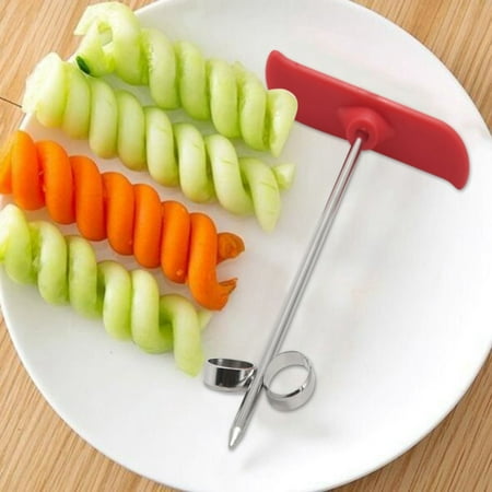 

New Creative Vegetable Fruit Spiral Twist Knife Stainless Steel Manual Spiral Carving Cutter Kitchen Tray Decoration Vegetable Knife Spiral Carving Red