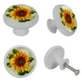 thumbnail image 4 of PhooArto Yellow Floral Sunflower 4 PCS Crystal Glass Cabinet Knobs, Drawer Kitchen Cabinets Dresser Cupboard Wardrobe Pulls Handle - Glowing in the Dark, 4 of 7