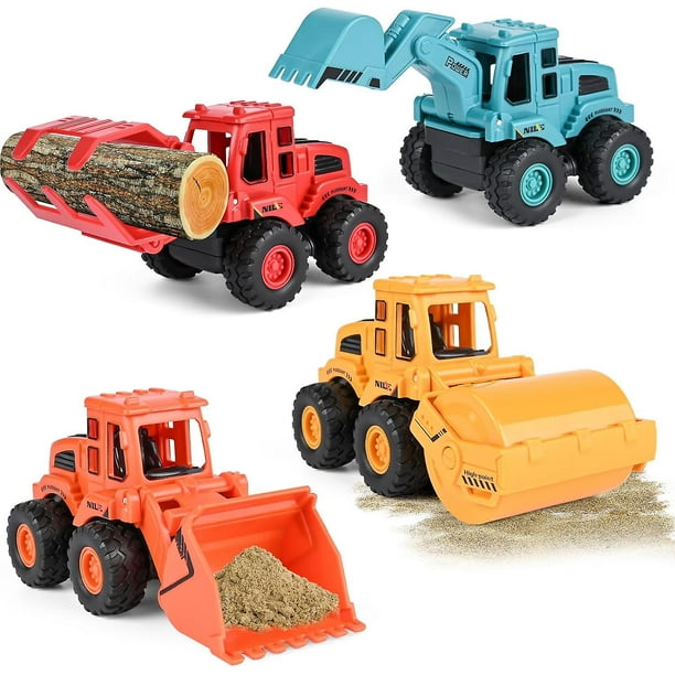 Coche de juguete para bebe de 1 2 3 anos 4 piezas de coche de juguete pequeno con tractor topadora camion volquete y camion superior para ninos