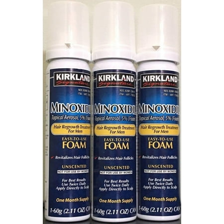 Kirkland Minoxidil for MEN Hair Growth Treatment Unscented 3 Month Supply Topical Aerosol 5% (Foam)