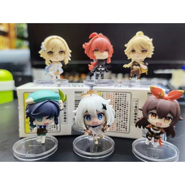 Aixlan-figura DE ACCIÓN DE 6 piezas, Genshin Impact, juego de Anime, Keqing, Amber, Klee, Mona, Figma Gong Bohan LED