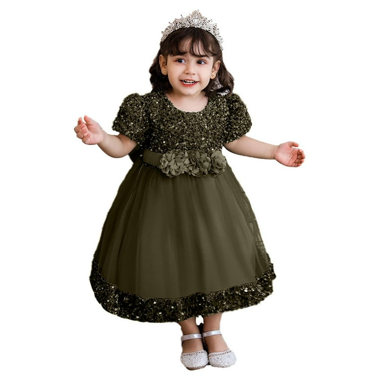green emerald velvet dress Olive Green Quarter Sleeve Twirl Dress 6-12 Months