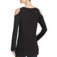 thumbnail image 2 of Foxcroft Ella Cold Shoulder Tunic Pullover Sweater Tops, Black, Small, 2 of 2