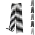 thumbnail image 2 of Bosfbaoi Plus Size Pants For Women Striped Wide Leg Pants Drawstring Elastic Waist Loose Flowy Casual Trousers, 2 of 8