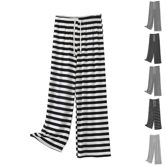Paiwinds Women's Fashion Stripe Jogger Pants with Pockets, Drawstring Elastic Waist, Loose Fit Soft Casual Long Pants, Multiple Colors.