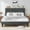 Gray, variant on Queen Bed Frame with Velvet Upholstered Headboard, Metal Support, No Box Spring Needed, Noise Free, Easy Assembly, Beige