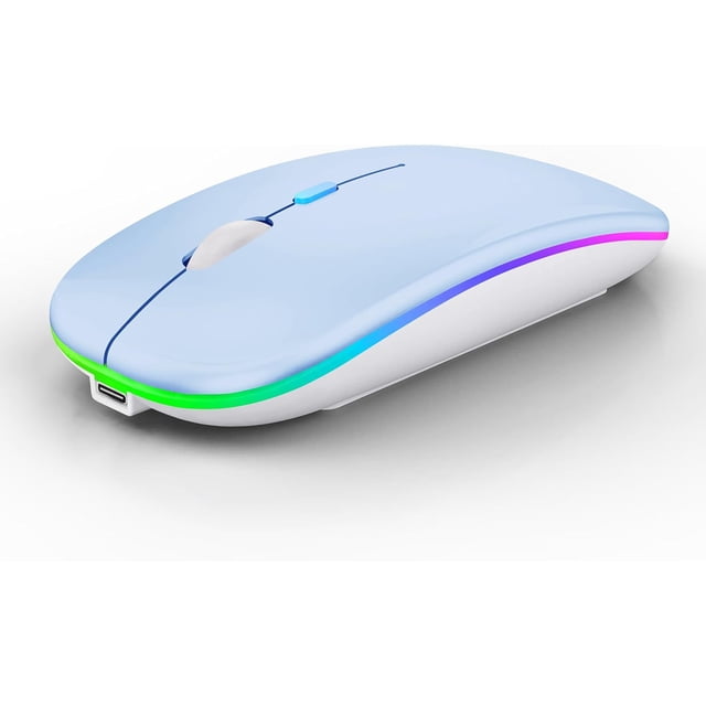 WREANU Wireless Bluetooth Rechargeable Laptop Mice with LED Lights Silent Slim Use(BT5.2 and 2.4G Portable USB) Dual Mode Computer for Laptop//Tablet//Computer/ (Black)