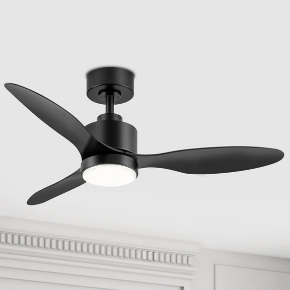 ALKAFY 42-inch Modern Ceiling Fan with LED Light, Remote, 3 ABS Blades, 6-Speed DC Motor, Matte Black