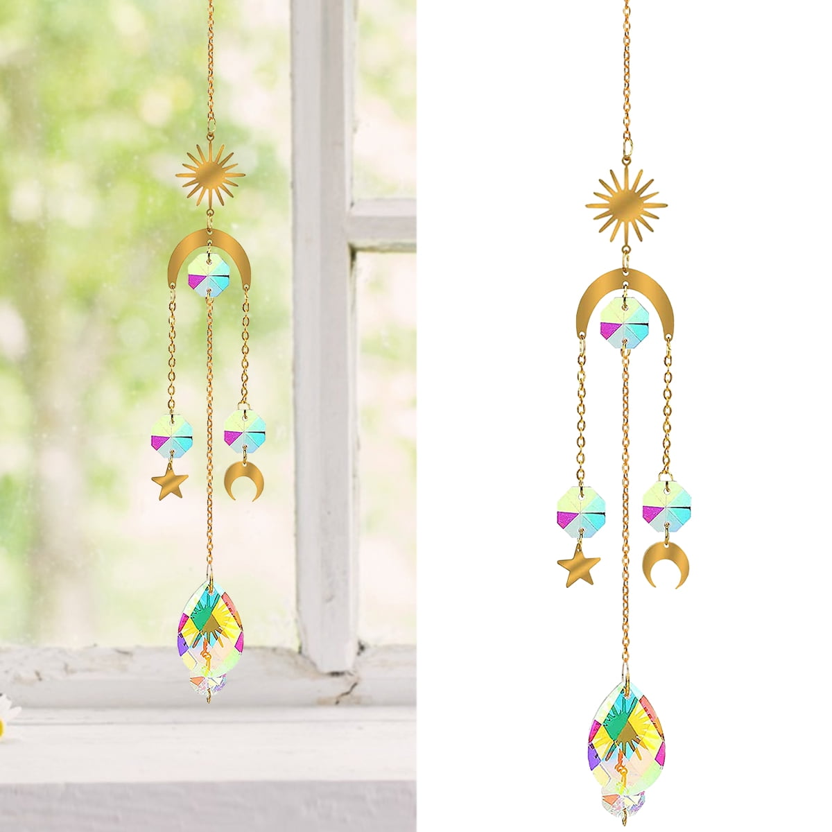 Hanging Crystals Sun Catchers Indoor Window Rainbow Maker Colorful Crystal Decor for Home,Office,Garden Decoration 4 Pcs Crystals Suncatcher 