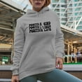 thumbnail image 2 of Positive Mind, Positive Vibes, Positive Life, Positivity Quote, Groovy Retro Wavy Text Merch Gift, Heather Grey Hooded Sweatshirt or Hoodie, 2XL, 2 of 5