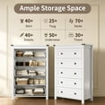 thumbnail image 5 of FANRAL 5 Drawers Tall Dressers for Bedroom,Wood Tall Dresser Modern Chest of Drawers,Closet Clothes Organizer Storage Cabinet,White Dresser, 5 of 7