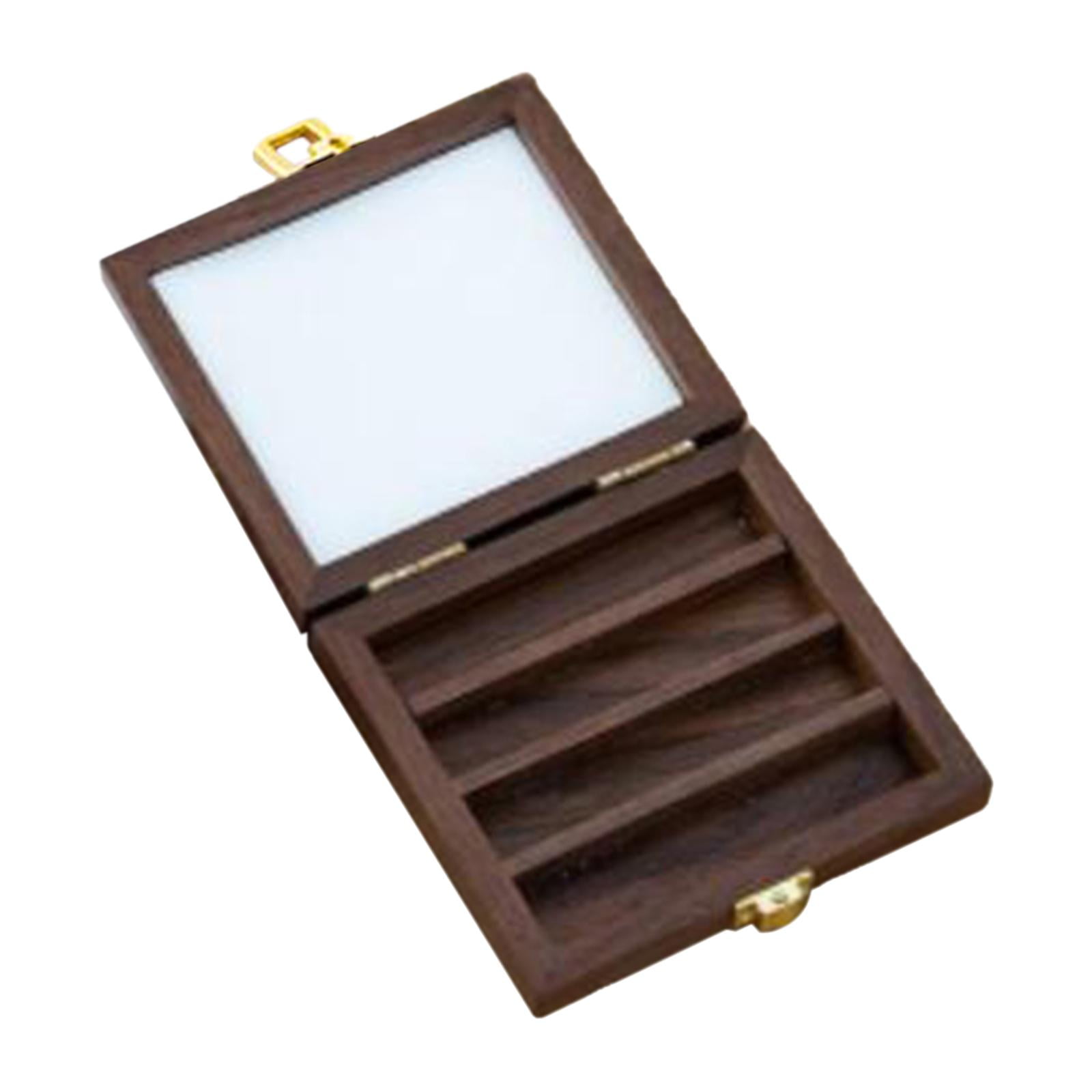 Empty Watercolor Palette with Lid Wooden Acrylic Paint Box with Mixing Area Portable Sketchbook Palette Paint Tray Box for Painters Students WITHOUT 24 Grids