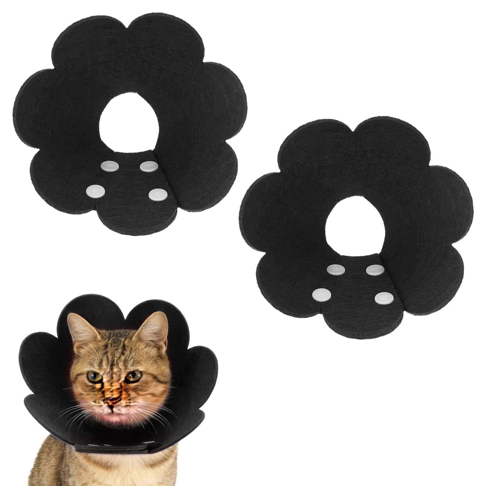 Uxcell Felt Cat Recovery Collar Cute Flower Cat Recovery Collar Adjustable Recovery Cones (2Pcs XS 5.1-6.3inch Black) for Small Dogs Kittens Cats
