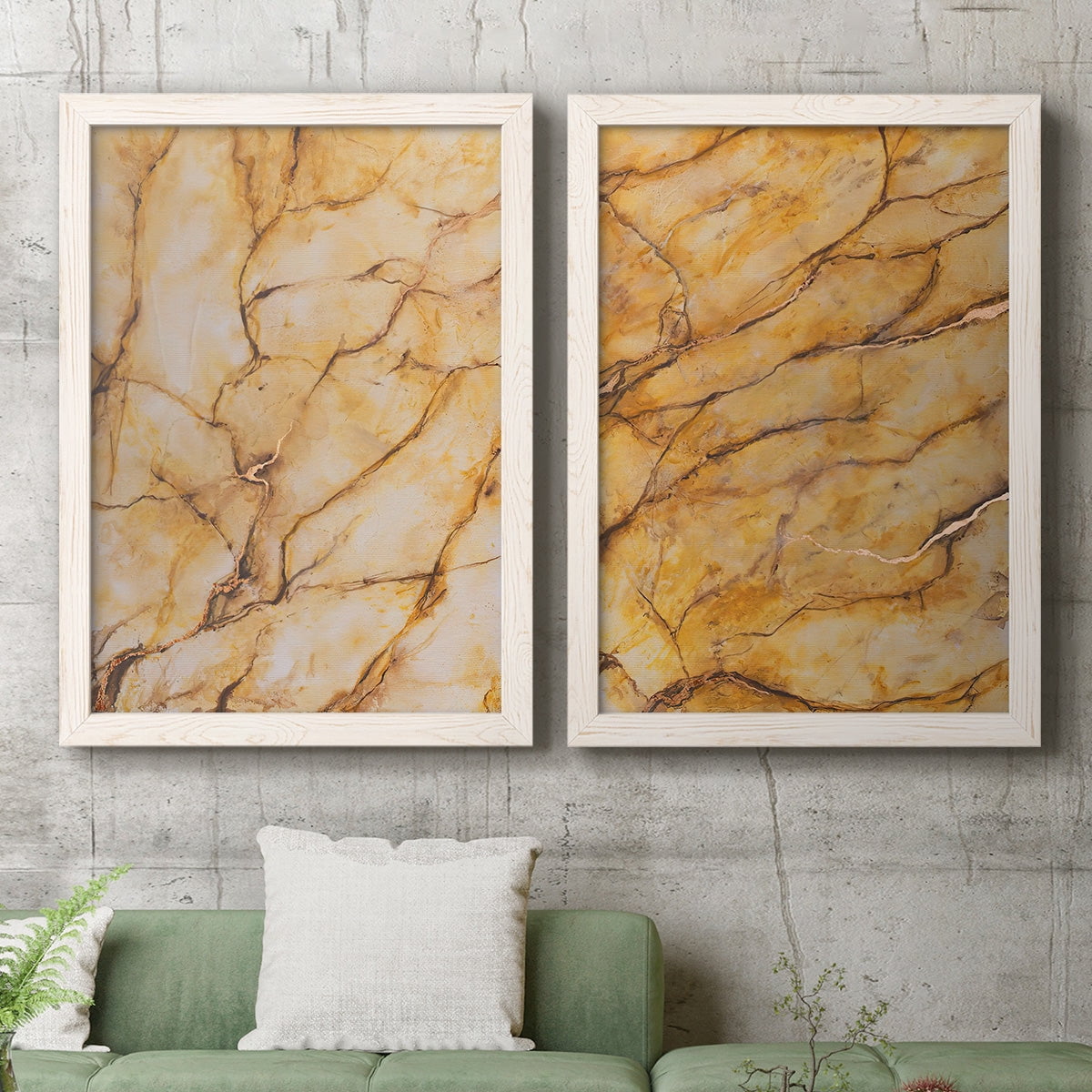 Yellow Marble I - Premium Framed Canvas 2 Piece Set - Ready to Hang