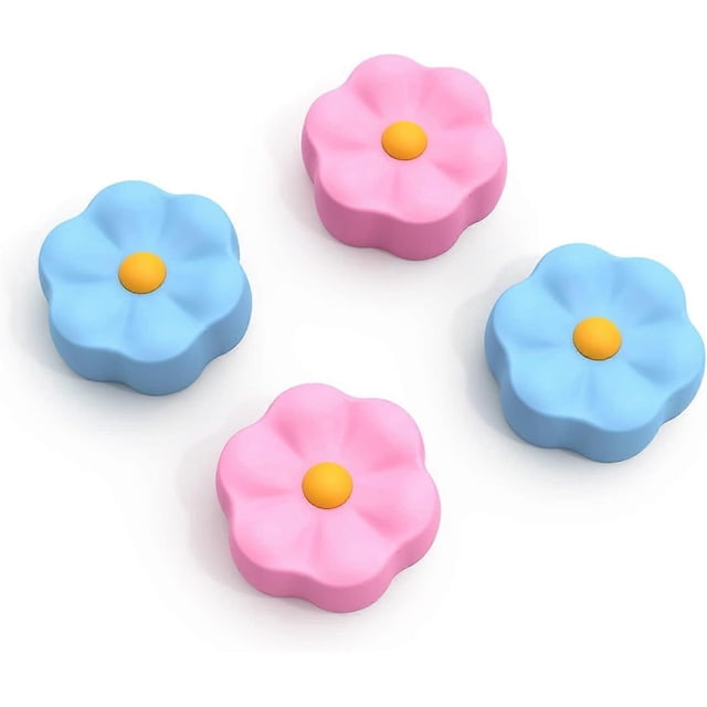 Nintendo Switch thumb grip caps, cute joystick covers with 3D pattern, soft silicone, 4-piece kit for Switch/OLED/Lite, flower