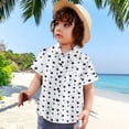 thumbnail image 2 of Huesdet Boys Casual Short Sleeve Button Up Shirt Fashion Textured Summer Beach Shirt(White,3-4 Years), 2 of 7