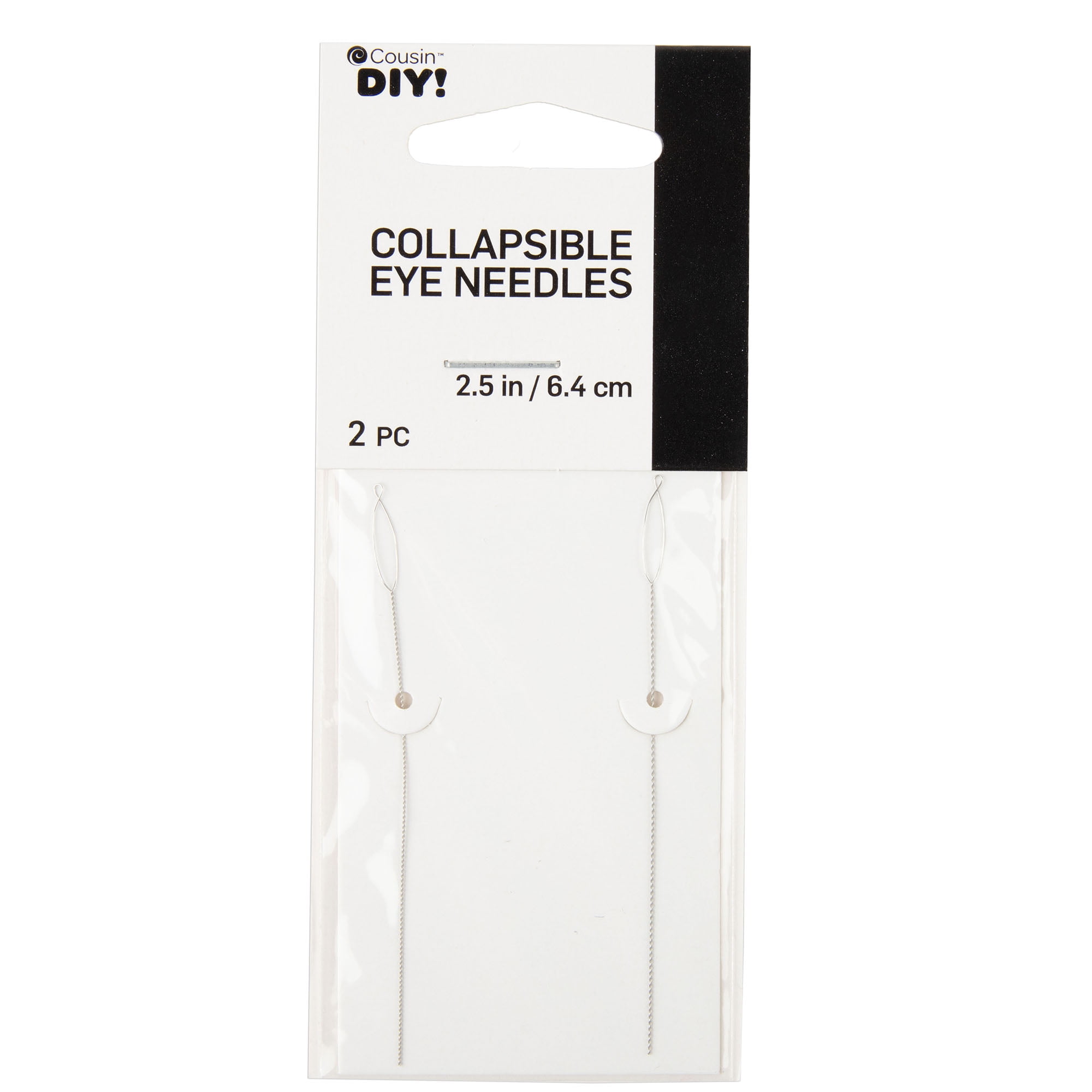 (2 pack) Cousin DIY 2.5 in Collapsible Eye Beading Needles Silver, Steel, 2 Piece