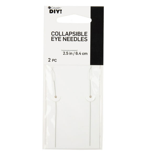 Cousin DIY 2.5 in Collapsible Eye Beading Needles Silver, Steel, 2 Piece