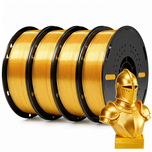 4KG Silk Gold PLA Filament 1.75mm, 3D Printer Shiny Silk Filament,1kg Spool (2.2lbs), Dimensional Accuracy /- 0.02mm, Fit Most FDM Printer (Silk Gold)