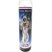 1PC Santa Muerte Unscented Glass Prayer Candles, 8", Devotional Candles