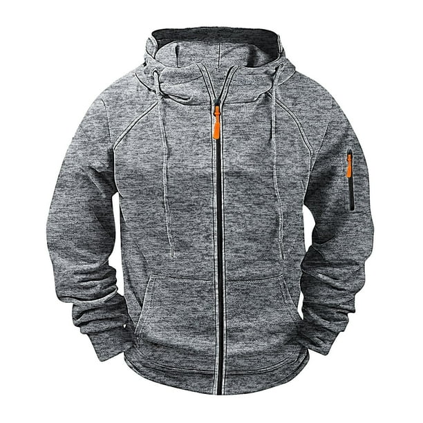 pstuiky camisas de manga larga para hombre, Sudadera deportiva de manga larga con capucha y bolsillos múltiples para hombre, estilo cargo, informal, para entrenamiento xxl