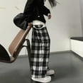 thumbnail image 6 of BUYISI Classic Black And White Plaid Versatile Loose Casual Slim Straight Trousers Black L, 6 of 7