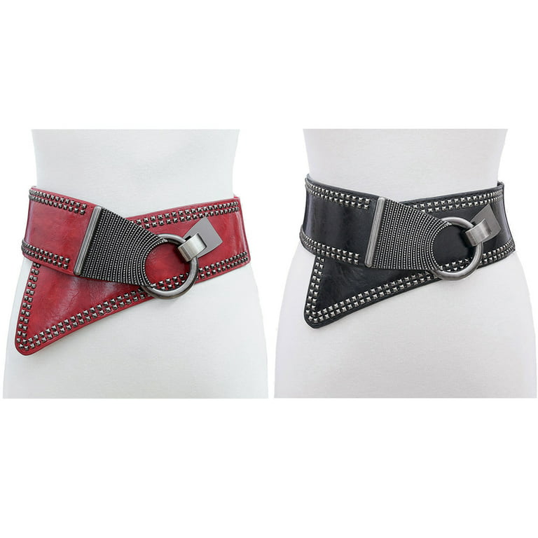 GRJIRAC Vintage Cinch Belt PU Leather Elastic Wide Belt Dress Decorative Waist  Belt Waspie Corset Belts Women Clothing Acces 