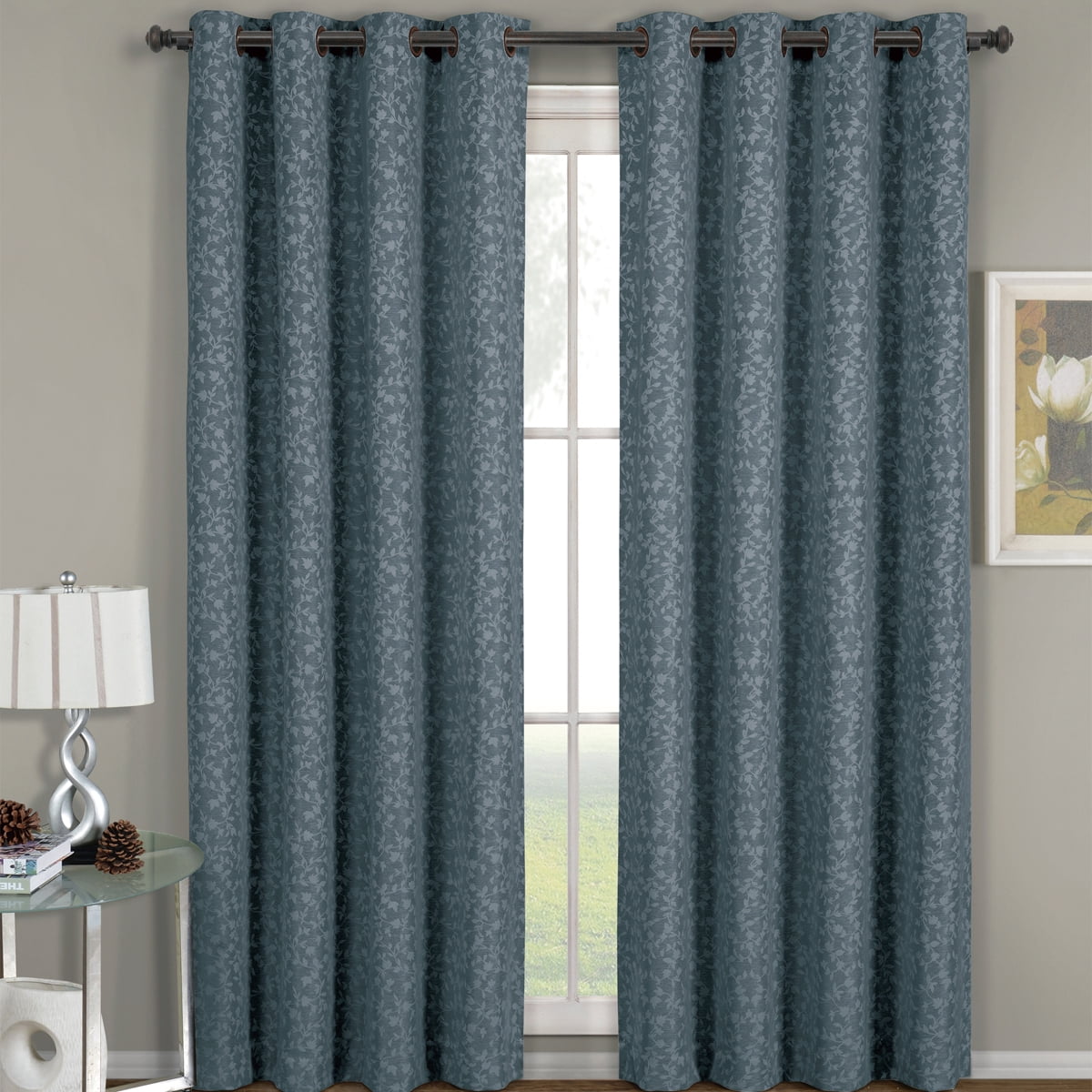 54x63" Panel Fiorela Smooth Jacquard Grommet Window Drapes & Curtains Single 