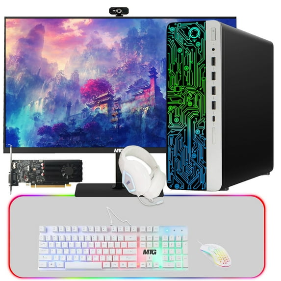 Restored HP G3 Computer Desktop PC,Intel Core i7 6th Gen,GT 1030 Graphics,16GB RAM,480GB SSD | 2TB HDD,Gaming Kit,Webcam,New MTG 24 inch Monitor Windows 11 Pro