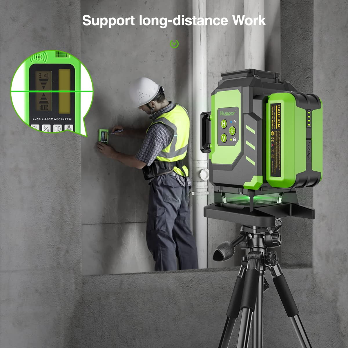 3D 12 Lines Self-Leveling Laser level, 197Ft Green Beam 3 x 360° Tiling Floor Cross Line Laser Level Tool with 2 x 5200mAh Li-ion Batteries and Magnetic Bracket