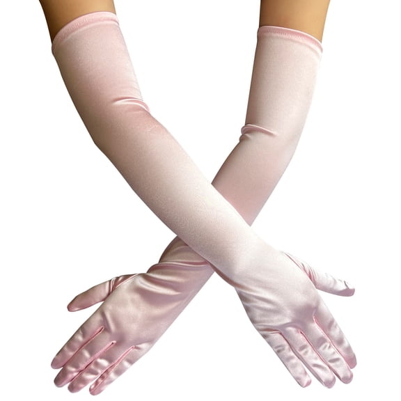 Mictong 20.48 inch long women's satin gloves, elegant dinner gloves, suitable for formal long gloves for weddings, parties, and special occasions, 1 pair, light pink