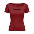 thumbnail image 6 of Posijego Going out Tops for Women Crewneck Short Sleeve Summer Slim Classic T-Shirts Trendy Casual Shirts for Women, 6 of 7