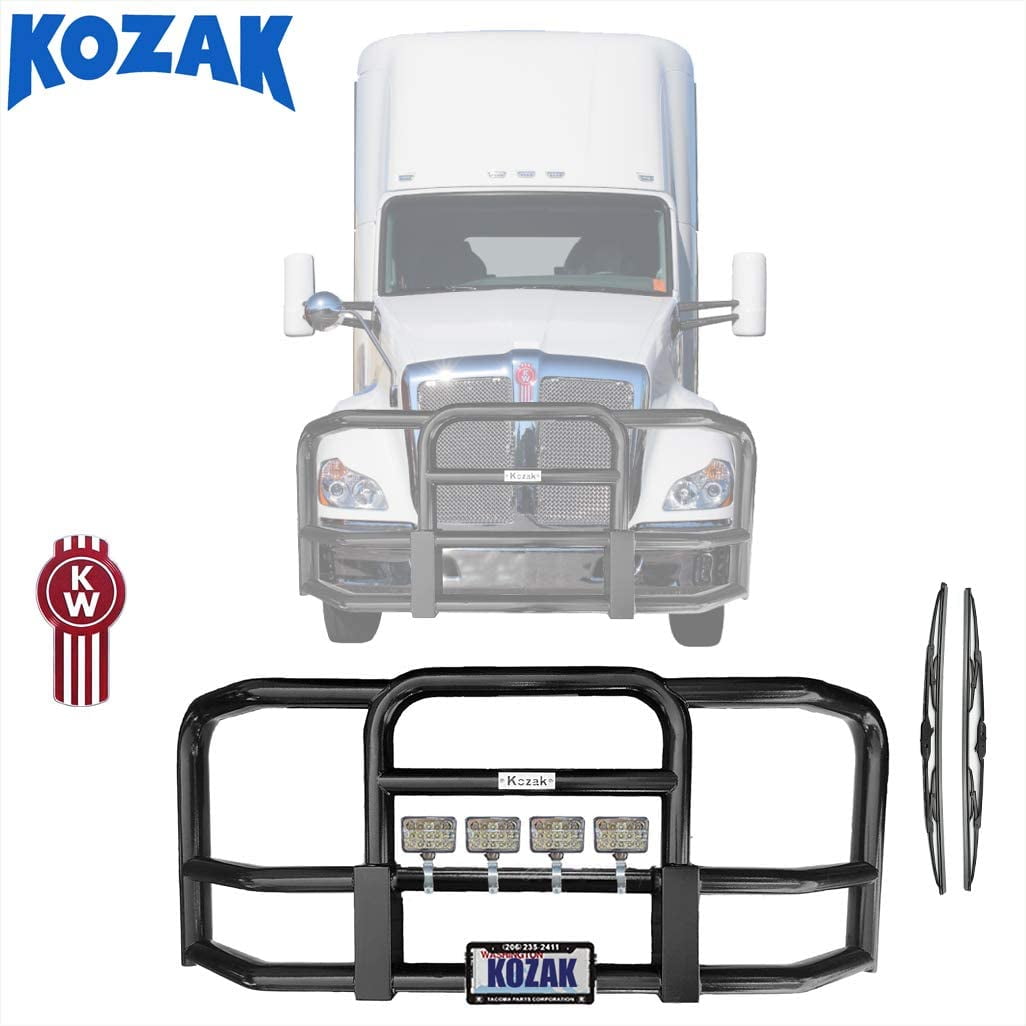 KOZAK Black Full Front Bumper Grill Deer Brush Moose Guard Square