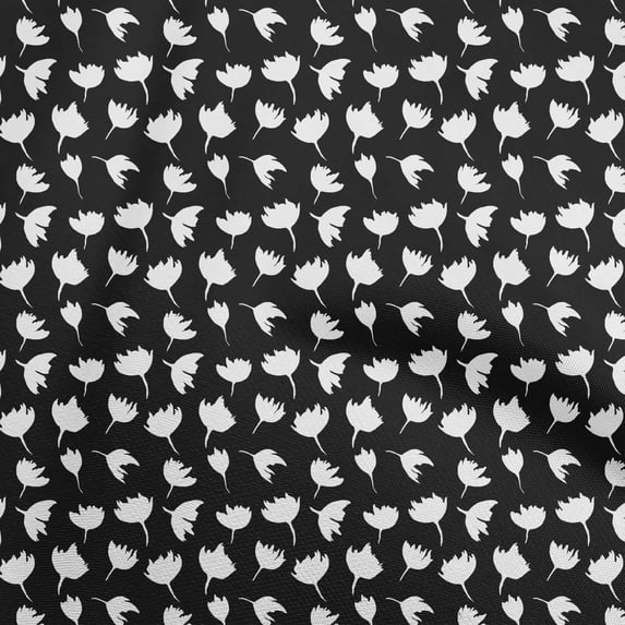 oneOone Polyester Spandex Black Fabric Floral Sewing Craft Projects Fabric Prints By Yard 56 Inch Wide