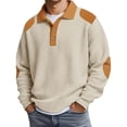 thumbnail image 2 of Men's Polo T Shirts Long Sleeve Waffle Tees Shirts Loose Fit Beige Mens Casual Dress Shirts, 2 of 3